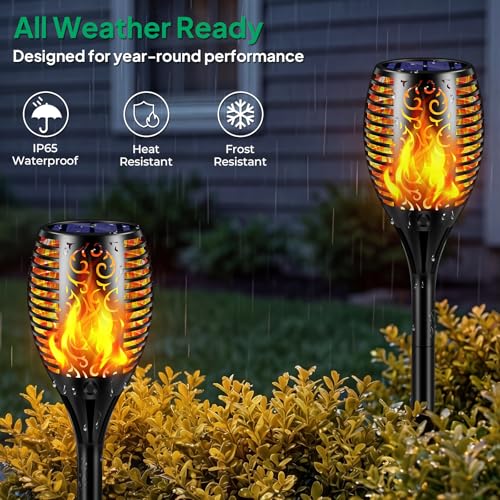 Solar Lights Outdoor Flickering Flame Solar Torch Lights (6 Count)