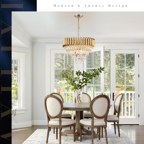 Modern Crystal Chandeliers Gold 20'' Crystal Ceiling Pendant Light 4 Tiers (9 Count)