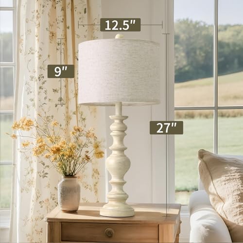 27" Antique White Table Lamps Set of 2 (2 Count)