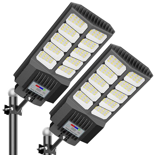 Solar Street Light Outdoor Waterproof Pole Led Solar Lights for Yard (2 Count)