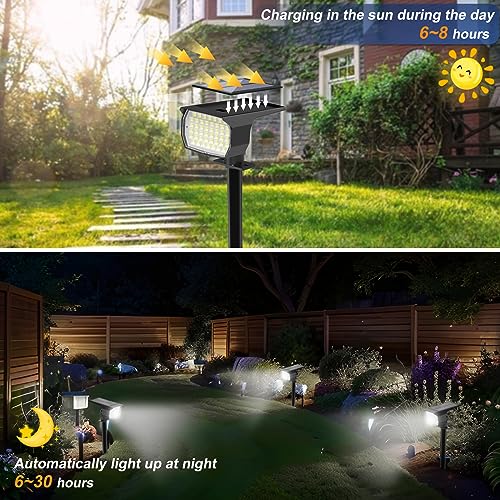 Solar Spot Lights Outdoor Waterproof Spotlight 2 Pack Cool White (2 Count)