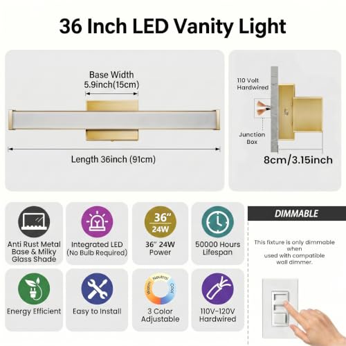 36" Modern LED Bathroom Light Fixtures (36 Count)