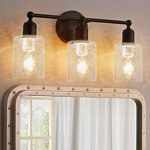 3Pcs Crack Finish Glass Lamp Shade (3 Count)