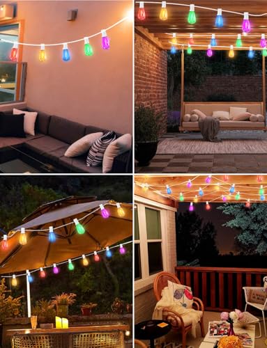Colored Outdoor String Lights White Cord