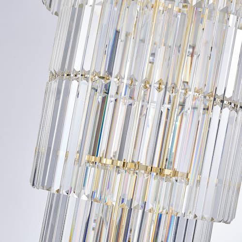 Luxury Modern Long Staircase K9 Chandeliers Gold Top Design 10