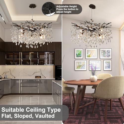 30" Black Crystal Chandelier