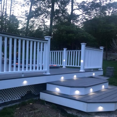 Pack of 6 LED Deck Lights kit Outdoor Garden Yard Decoration Lamp Recessed Landscape Pathway Step Cool White Lighting (6 Count)