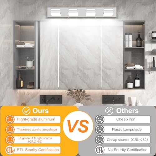 Modern Chrome Vanity Light for Bathroom 4 (4 Count)
