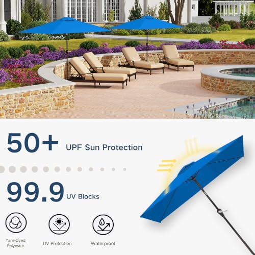 6.5' x 10' Rectangular Patio Umbrella Large Outdoor Market Umbrella w