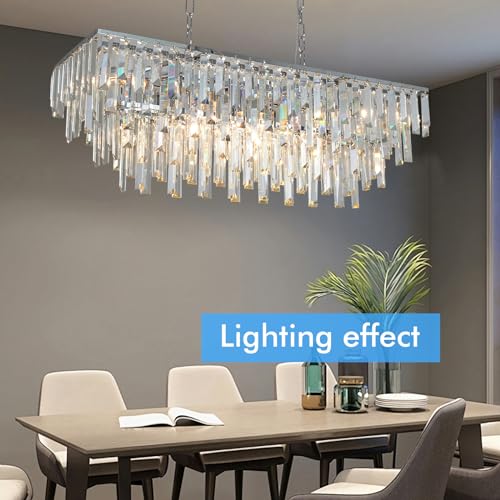 31.5" Modern Rectangle Crystal Chandelier