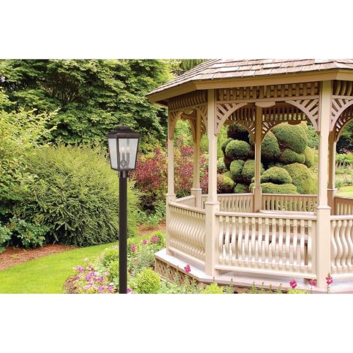 Irvington Manor 3 Light Post Mount in Chelesa Bronze Finish with Clear Seeded Glass