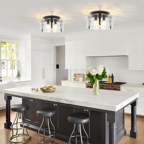 Modern Black Semi Flush Mount Ceiling Light 3 Lights Ceiling Lamp (3 Count)