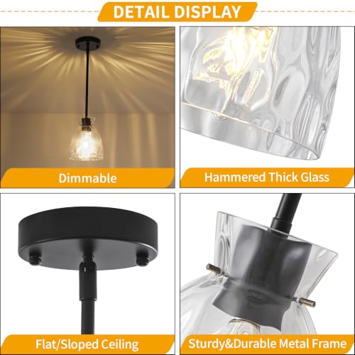 Modern Black Pendant Lights Kitchen Island 2 Pack Hanging Light 5.9"