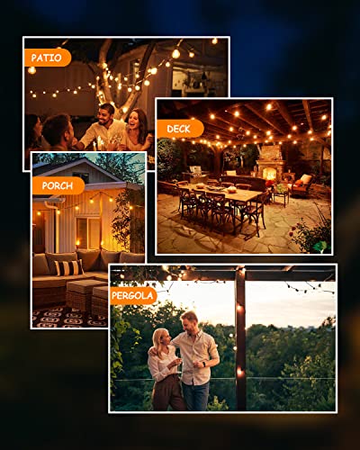Outdoor String Lights Waterproof 100 FT for Outside Patio 52 Bulbs (100 Foot)