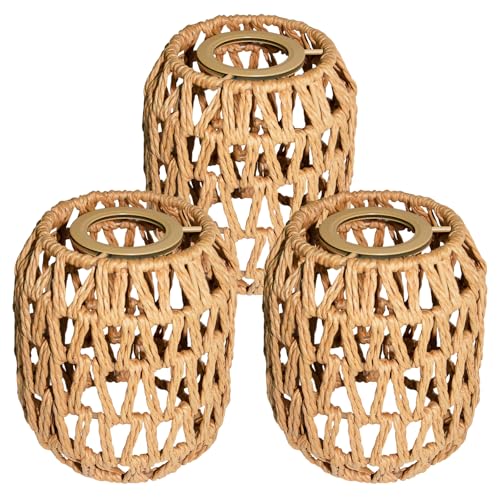 3 Pack Rattan Lamp Shades (3 Count)