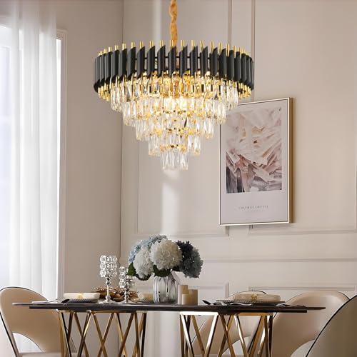24” Gold and Black Crystal Chandelier