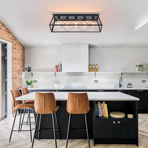 31.5" Black Flush Mount Ceiling Light Fixture