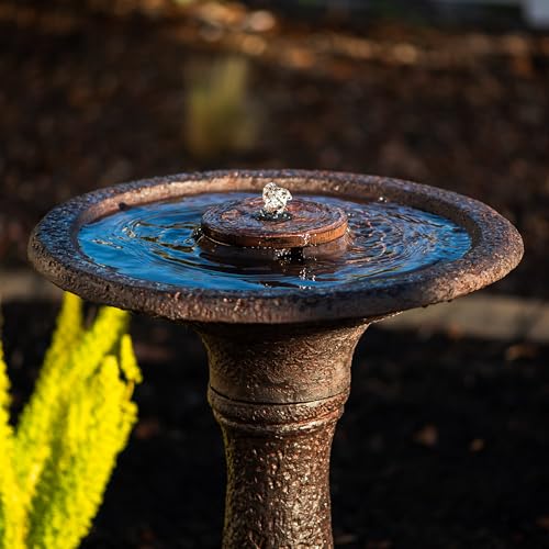 23.43" Tiered Freestanding Classic Bird Bath Outdoor Water Fountain Resin with Auto Shut