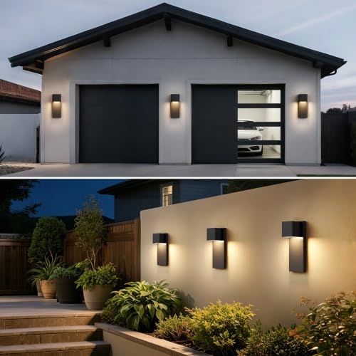 2 Pack Modern LED Outdoor Wall Light (Black)