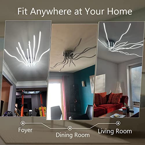 Modern LED Ceiling Lights for Living Room Large 55.10inch Large 10 Lights Modern Light Fixture Ceiling Mount Dimmable with Remote 138W for Dining Room