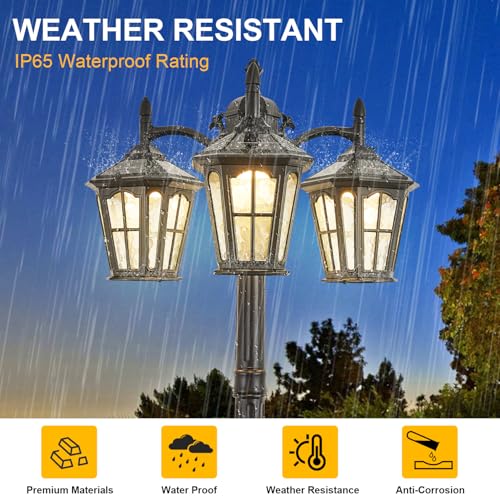 3 Head Solar Outdoor Street Light with Dusk to Dawn Sensor (26 Count)