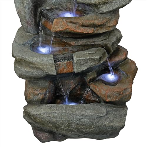 WIN1484S Cascading Natural Stone Fountain with LED Lights