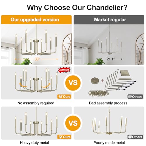 8 Light Farmhouse Chandelier for Dining Room Lighting Fixtures Hanging