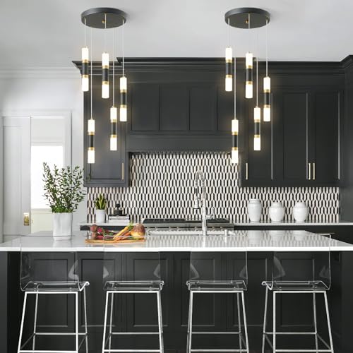 5 Light Modern Pendant Light Kitchen Island Light Fixture Dimmable LED Black Mini Pendant Lights Dinning Room Kitchen Black Gold Pendant Lighting