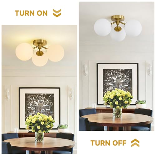 Gold Globe Semi Flush Mount Ceiling Light Mid Century Modern Ceiling Light
