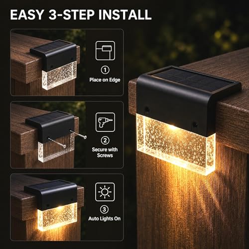 Solar Deck Lights Outdoor 4 Pack (4 Count)