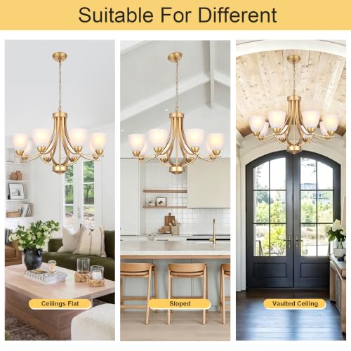 8 Light Large Gold Chandeliers for Dining Room Industrial Pendant Light Kitchen Island Fixture