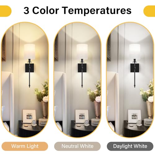 19 inch Battery Operated Wall Sconces Set of 2 with Remote (2 Count)