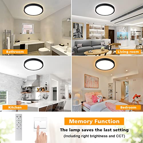 Dimmable LED Flush Mount Ceiling Light with Remote Control