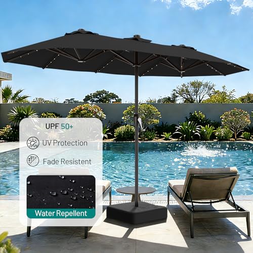 15FT Patio Umbrella with Solar Lights