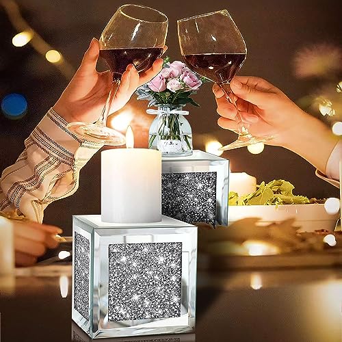 Set of 2 Crystal Crush Diamond Candle Sconces (2 Count)
