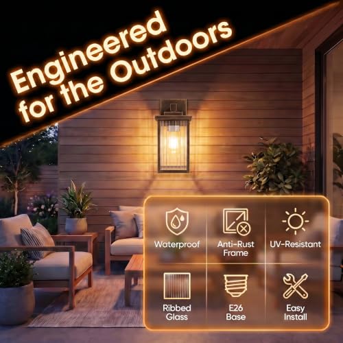 13" Black Brush Gold Outdoor Wall Light