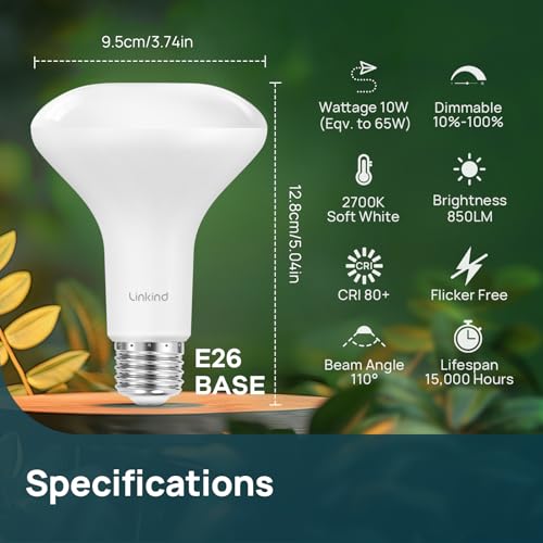 6 Pack BR30 LED Flood Light Bulbs Indoor (6 Count)