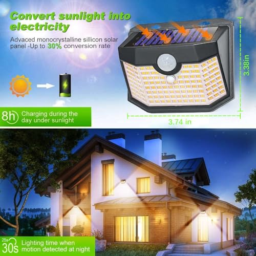 120 LED Solar Lights Outdoor Motion Sensor (4 Count)