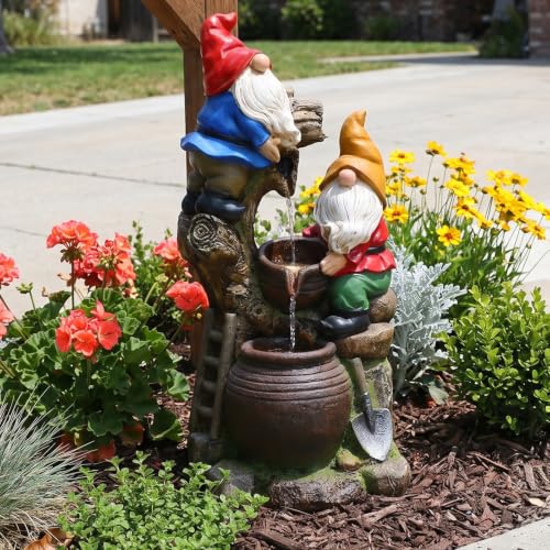 27H Gnome Outdoor Water Fountain with 3