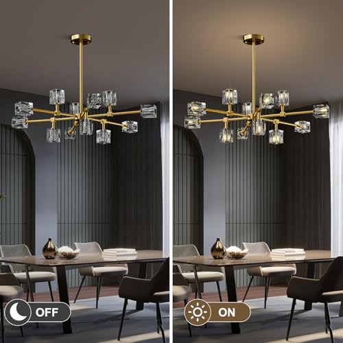 Modern Sputnik Crystal Brass Chandelier