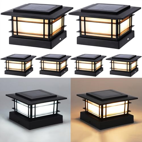 4x4 Solar Post Cap Lights Outdoor with 2 Color Modes (6 Count)