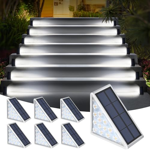 LED Solar Step Lights Stair Light Solar Deck Lights IP67 Solar Decoration Lights for Yard (6 Count)