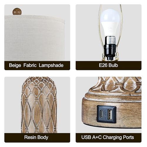 Farmhouse Lamps for Living Room Set of 2 (2 Count)