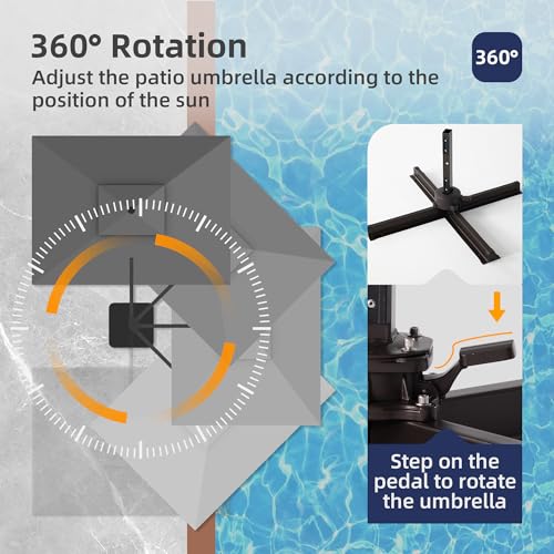 9x12 FT Patio Cantilever Outdoor Offset Umbrella with LED Lights