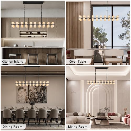 Alabaster Rectangular Chandelier for Dining Room