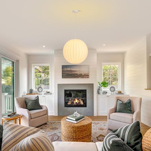 Globe Silk Pendant Light 20in Oversized