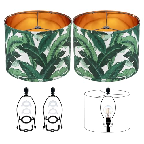 12 Inch Tropical Leaf Floral Lamp Shade Set of 2 (2 Count)