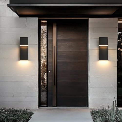 Modern LED Large Outdoor Wall Light 3000K 28W IP65 Waterproof Integrated LED Outdoor Wall Sconce Anti Rust Black Porch Lights Exterior Lighting Outside Lights Fixture for Garage