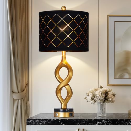 30" Black and Gold Table Lamp for Living Room