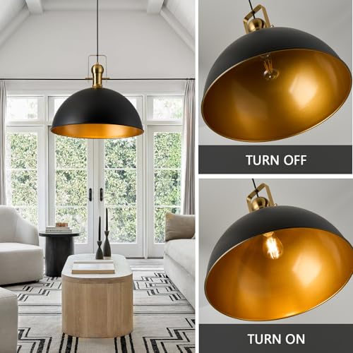 18 Inch Black Farmhouse Pendant Lights for Kitchen Island 1 Pack